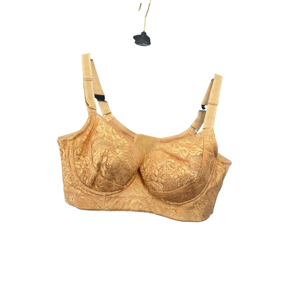 Unbranded Lace Longline Bra Womens 38D Peach Floral Underwire Full Coverage